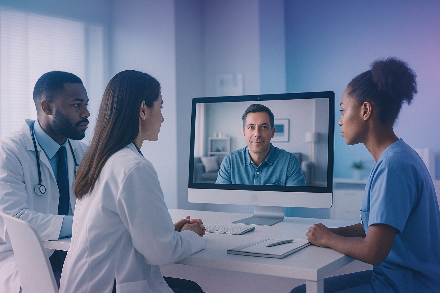 Virtual care team using KARERXHUB during a video visit